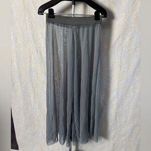 Gray Mesh Wide Leg Pants